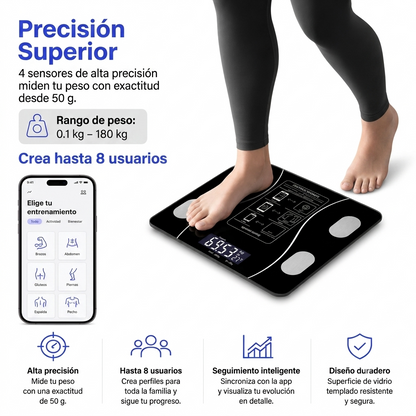 Báscula Inteligente de Composición Corporal con App Bluetooth
